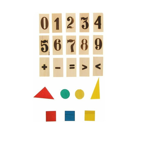 Касса цифр и счетного материала из натурального дерева 