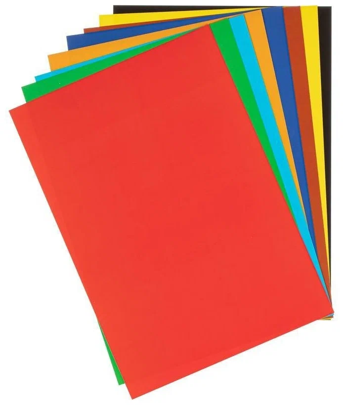 Картон цветной А4 2-сторонний МЕЛОВАННЫЙ, 8 листов, 8 цветов, в папке, HATBER, 195х280 мм, 