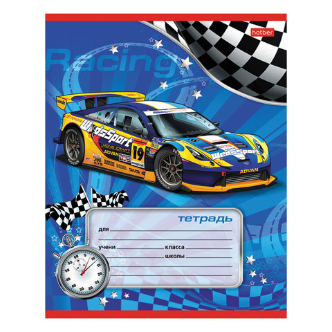 Тетрадь 12 л., HATBER, косая линия, обложка картон, 