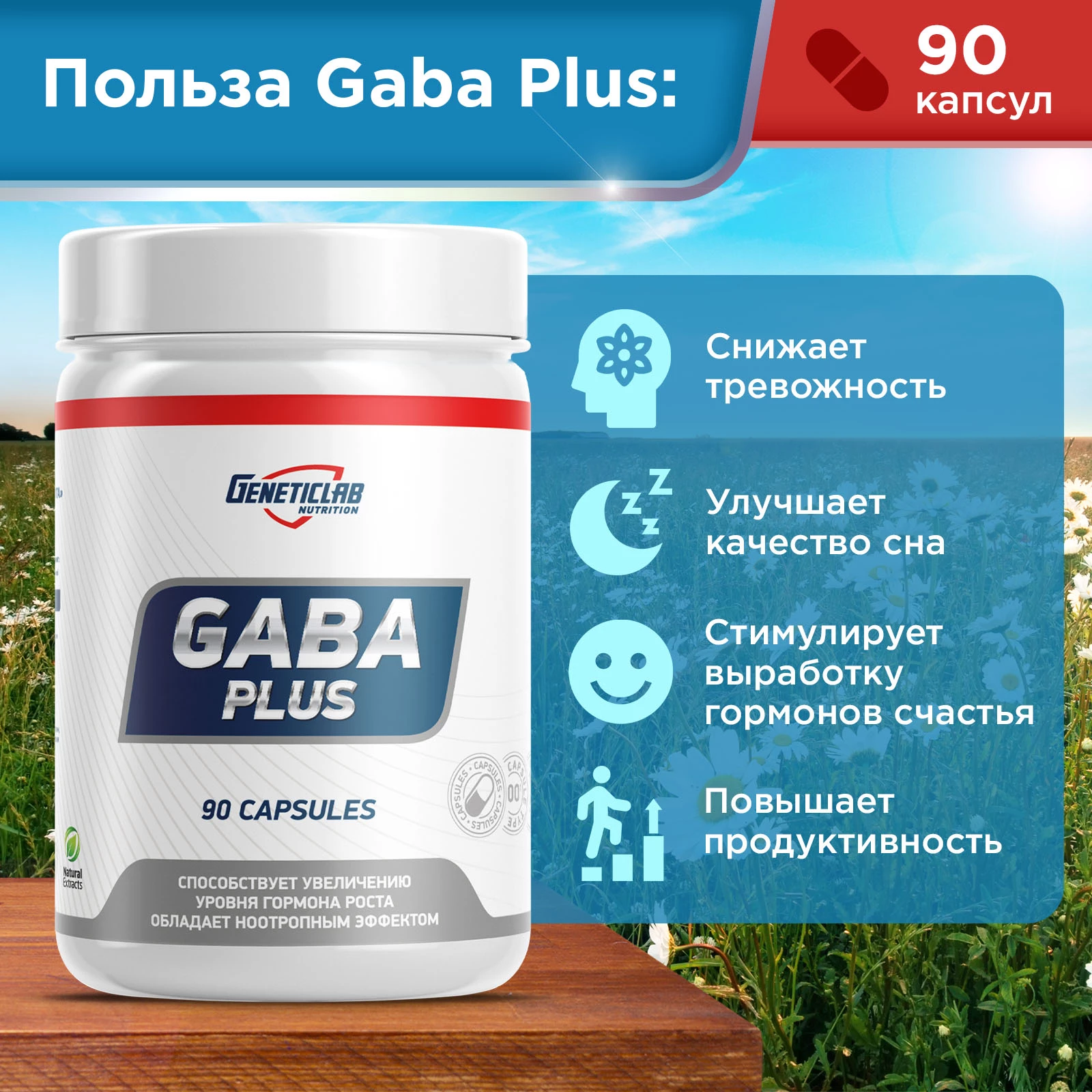 Габа GABA PLUS 90 капсул