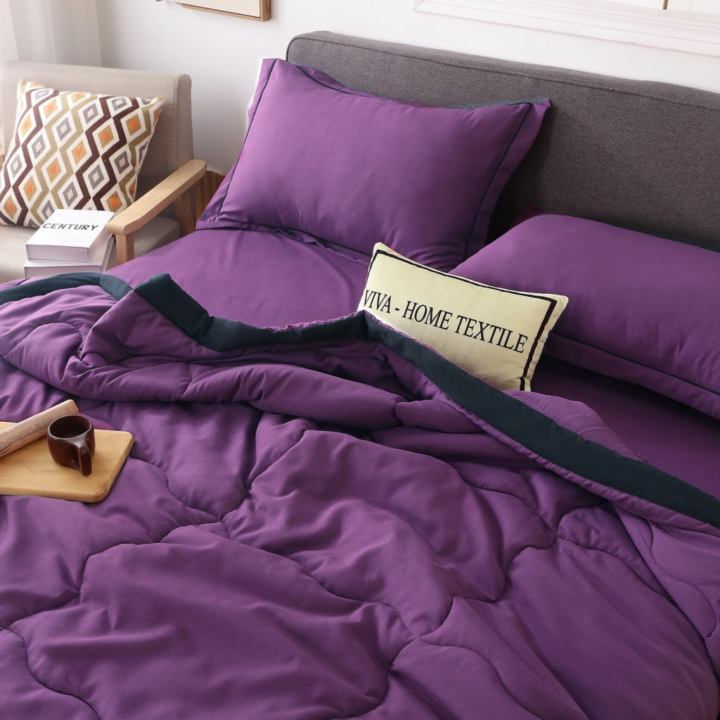 Комплект постельного белья Однотонный Сатин с Одеялом FB002