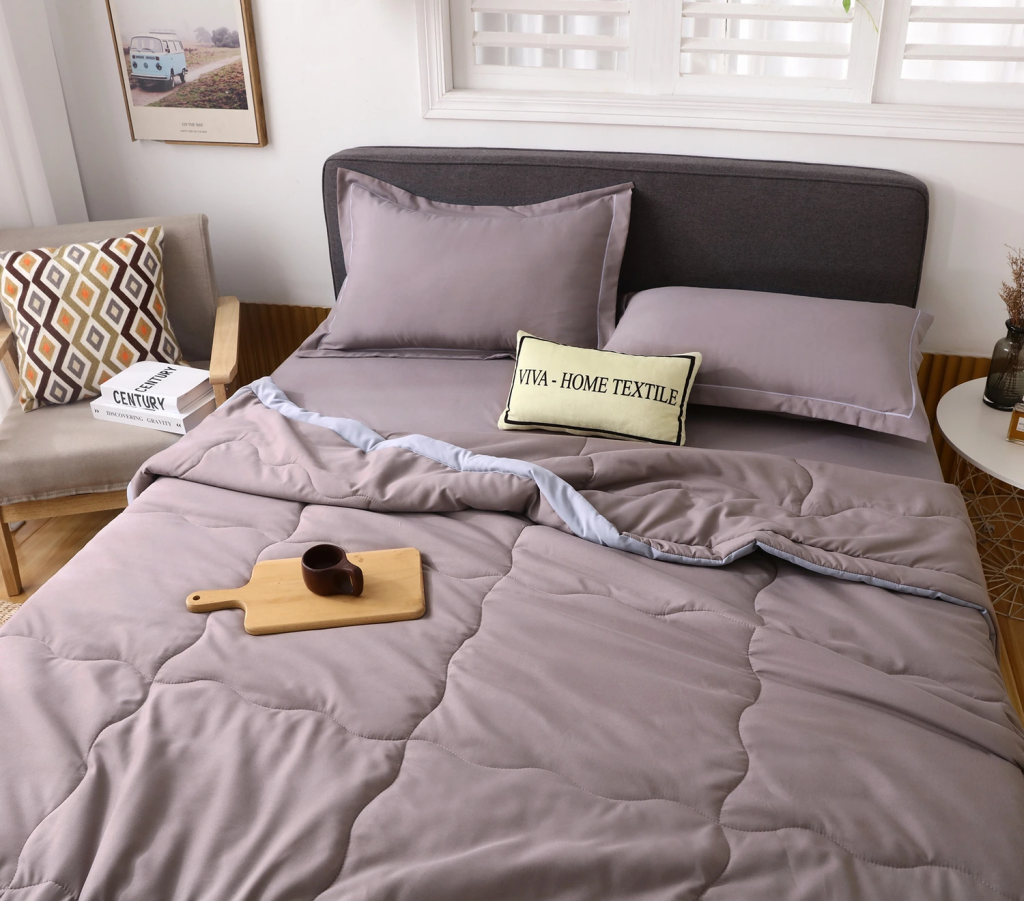 Комплект постельного белья Однотонный Сатин с Одеялом FB014