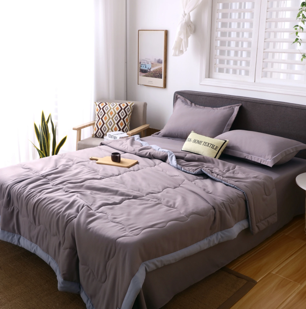 Комплект постельного белья Однотонный Сатин с Одеялом (простынь на резинке) FBR014