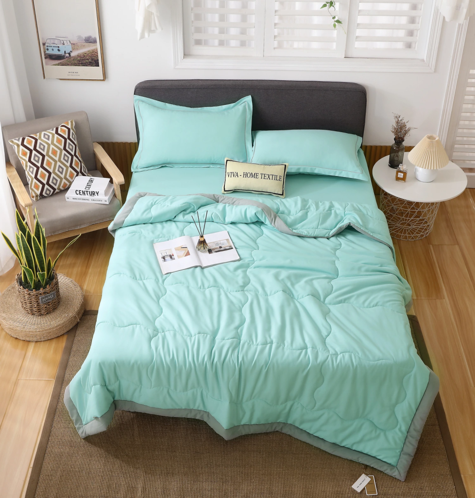 Комплект постельного белья Однотонный Сатин с Одеялом (простынь на резинке) FBR015