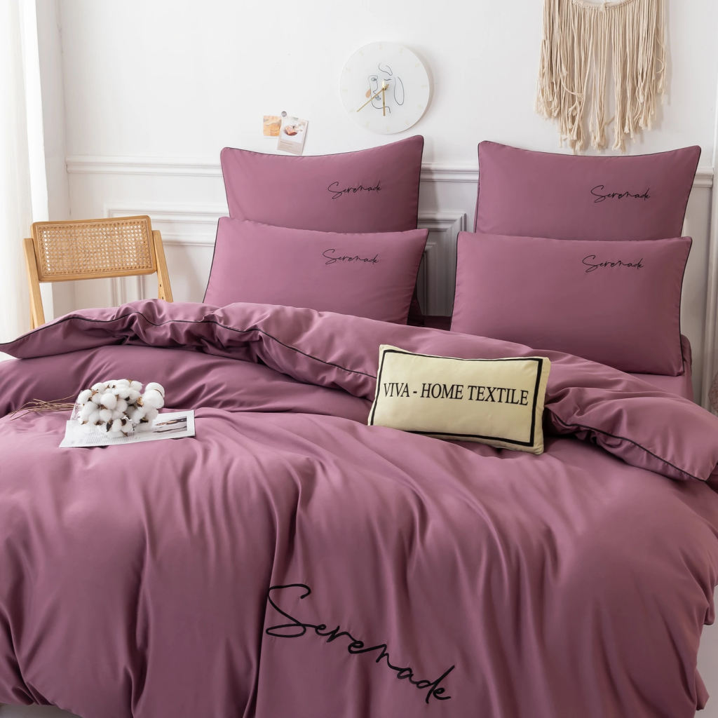 Комплект постельного белья Однотонный Сатин Вышивка на резинке CHR043