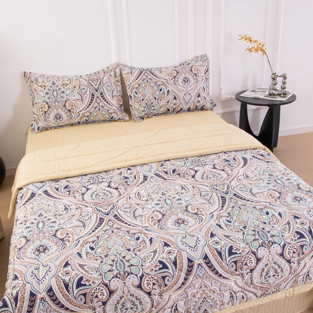 Комплект постельного белья Сатин с Одеялом 100% хлопок на резинке OBR161