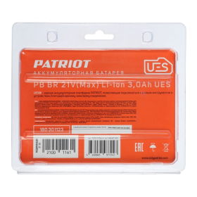 Аккумулятор PATRIOT PB BR 21V, 21 В, Li-ion, 3 Aч, UES, тонкая зарядка