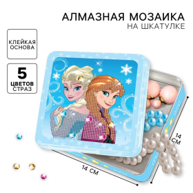 Алмазная мозаика на шкатулке, 14х14 см, Холодное сердце