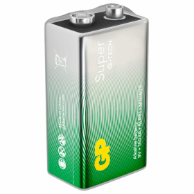 Батарейка 1 шт., GP Super G-Tech, Крона (6LR61, 6LF22, 1604A), алкалиновая, в пленке, 1604A-5S1