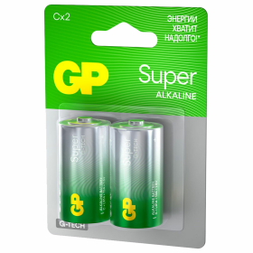 Батарейки КОМПЛЕКТ 2 шт., GP Super G-Tech, С (LR14, 14А), алкалиновые, блистер, 14A-2CR2