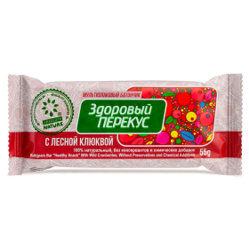 Батончик-мюсли ЗДОРОВЫЙ ПЕРЕКУС с клюквой, 20 шт. по 55 г, 16919