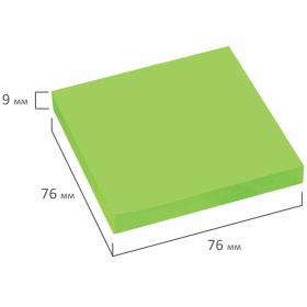 Блок самоклеящийся (стикеры), STAFF НЕОНОВЫЙ, 76х76 мм, 100 листов, зеленый, 115585
