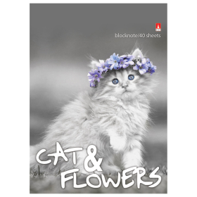 Блокнот МАЛЫЙ ФОРМАТ А6, 40 л., гребень, ламинированный картон, клетка, Альт, "Котята", (5 видов), 3-40-028