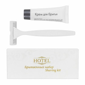 Бритвенный набор КОМПЛЕКТ 200 шт., HOTEL (крем для бритья + станок), картон, 2000121