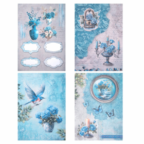 Бумага для скрапбукинга 15х21 см "В лазурных тонах", двусторонняя, 12 листов, 240 г/м2, ОСТРОВ СОКРОВИЩ, 665442