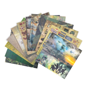 Бумага для скрапбукинга 30х30 см "Милитари", двусторонняя, 12 листов, 180 г/м2, ОСТРОВ СОКРОВИЩ, 665436