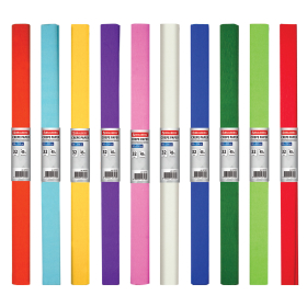 Бумага гофрированная/креповая, 32 г/м2, 50х250 см, АССОРТИ 10 цветов, BRAUBERG, 127151