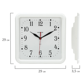 Часы настенные TROYKATIME (TROYKA) 81810835, квадрат, белые, белая рамка, 26х26х3,5 см