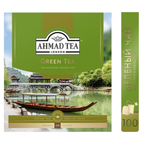 Чай AHMAD (Ахмад) "Green Tea" зеленый, 100 пакетиков по 2 г, 478i-08