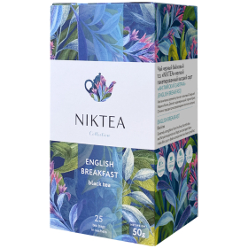Чай NIKTEA "Английский завтрак" черный, 25 пакетиков в конвертах по 2 г, TALTHA-DP0082
