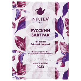 Чай NIKTEA "Русский завтрак" черный, 15 пирамидок в конвертах по 2,7 г, TNIKTE-L00028