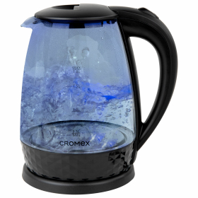 Чайник электрический CROMEX KT-308, 1,8 л, 1500 Вт, стекло, черный, 455150