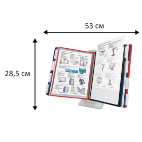Демосистема настольная/настенная, с 10 цветными панелями А4, металлическая основа, серая, BRAUBERG "SOLID", 236717