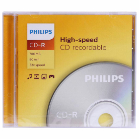Диск CD-R PHILIPS, 700 Мб, 52x, Slim Case (1 штука), CR7D5SF01/97