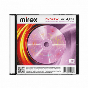Диск DVD+RW (плюс) MIREX, 4,7 Гб, 4x, Slim Case, 1 штука, UL130022A4S