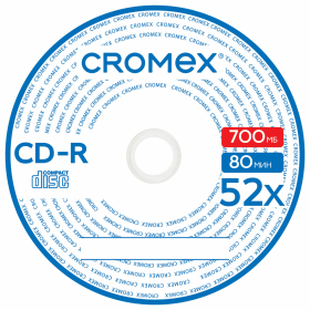 Диски CD-R CROMEX, 700 Mb, 52x, Bulk (термоусадка без шпиля), КОМПЛЕКТ 100 шт., 513779