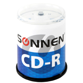 Диски CD-R SONNEN, 700 Mb, 52x, Cake Box (упаковка на шпиле) КОМПЛЕКТ 100 шт., 513533
