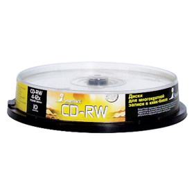 Диски CD-RW SMARTTRACK, 700 Мб 4-12x Cake Box (упаковка на шпиле), КОМПЛЕКТ 10 шт., ST000198