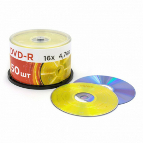 Диски DVD-R MIREX, 4,7 Гб, 16x, Cake Box (упаковка на шпиле), КОМПЛЕКТ 50 шт., UL130003A1B