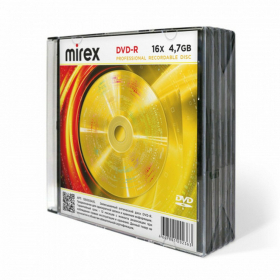 Диски DVD-R MIREX, 4,7 ГБ, 16x, Slim Case, КОМПЛЕКТ 5 шт., UL130003A1F