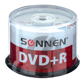 Диски DVD+R (плюс) SONNEN 4,7 Gb, 16x, Cake Box (упаковка на шпиле), КОМПЛЕКТ 50 шт., 512577
