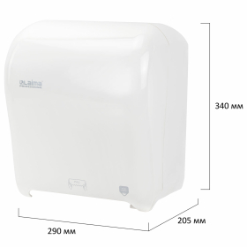 Диспенсер для полотенец в рулонах LAIMA PROFESSIONAL ORIGINAL (Система H1), механический, с автоотрезом листа, ABS-пластик, 605764