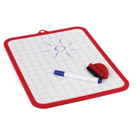 Доска для рисования двусторонняя с маркером и губкой 185х260 мм, клетка, подвес, ПИФАГОР, 236897