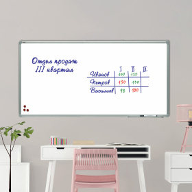 Доска магнитно-маркерная 120х240 см, алюминиевая рамка, лаковое покрытие, 2х3 (Польша), TSA1224