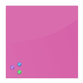 Доска магнитно-маркерная стеклянная 45х45 см, 3 магнита, РОЗОВАЯ, BRAUBERG, 236742