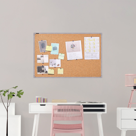 Доска пробковая для объявлений 100х60 см, металлическая рамка, BS, П-60, П*60