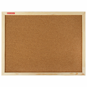 Доска пробковая для объявлений 45х60 см, деревянная рамка, BRAUBERG Wood, 238310