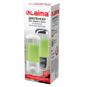Дозатор для жидкого мыла LAIMA, НАЛИВНОЙ, 0,5 л, белый, ABS-пластик, 601792