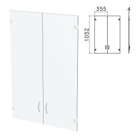 Дверь СТЕКЛО средняя "Бюджет", КОМПЛЕКТ 2 шт., 355х4х1052 мм, БЕЗ ФУРНИТУРЫ, 402655-760