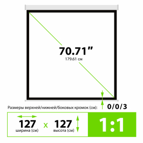 Экран Cactus Wallscreen CS-PSW-127X127, 127x127 см, 1:1, настенно-потолочный, белый, CS-PSW-127x127