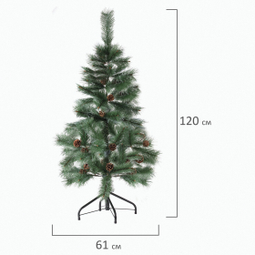 Ель новогодняя искусственная "Velvet Pinewood" 120 см, с инеем и шишками, ПВХ, ЗОЛОТАЯ СКАЗКА, 591702