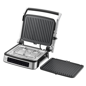 Электрогриль BQ (БИ-КЬЮ) GR1008, 2200 Вт, съемные панели, регулировка температуры, серебро/черный, 86197835