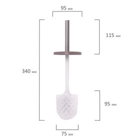 Ерш для унитаза LAIMA, с подставкой, металл, серый, матовый, 604961
