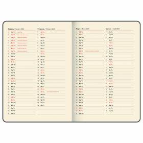 Еженедельник датированный 2025, 210х297 мм, А4, BRAUBERG "Iguana", под кожу, красный, 115948
