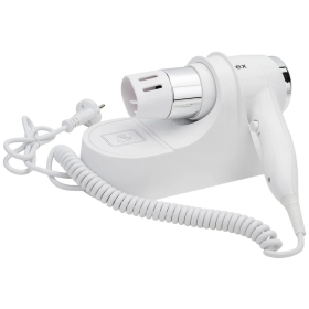 Фен для волос настенный KSITEX F-1600 W, 1600 Вт, пластик/металл, 2 скорости, белый