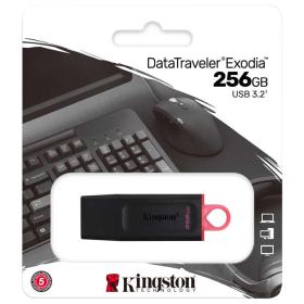 Флеш-диск 256 GB KINGSTON DataTraveler Exodia, разъем USB 3.2, черный/розовый, DTX/256GB